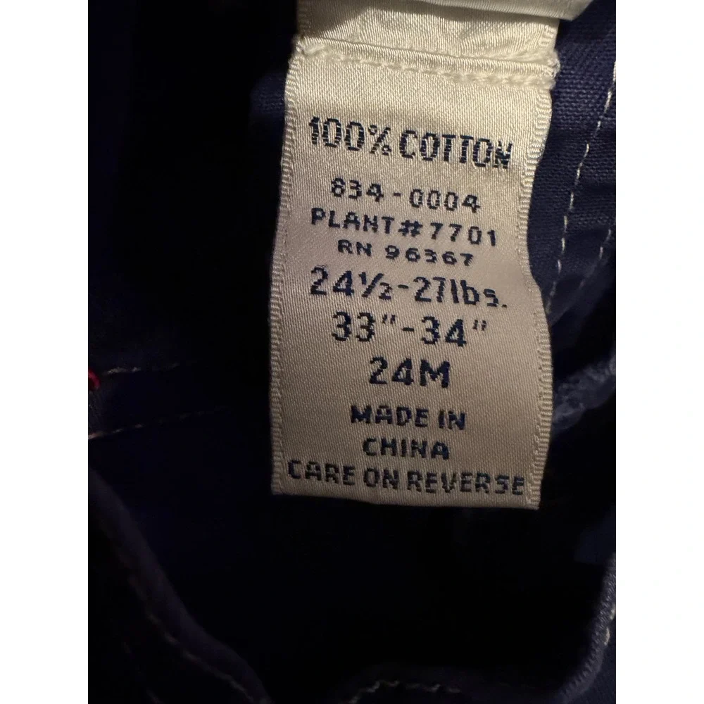 OshKosh Bgosh Baby Boy 24M Navy Blue Cotton Overalls Monster Embroidery 834-0004